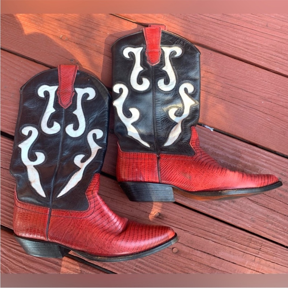 Nine West Red and Black Heeled Boots